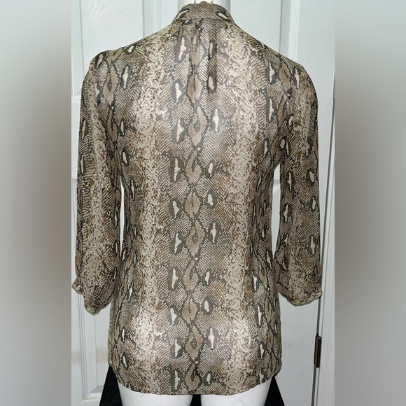 Banana Republic Women Small Blouse Snake Python
Print Brown Black Sheer - Picture 2 of 5